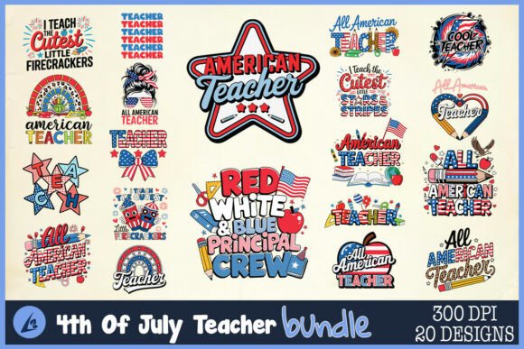 4th of July Teacher SVG Bundle: Graphics for Crafts