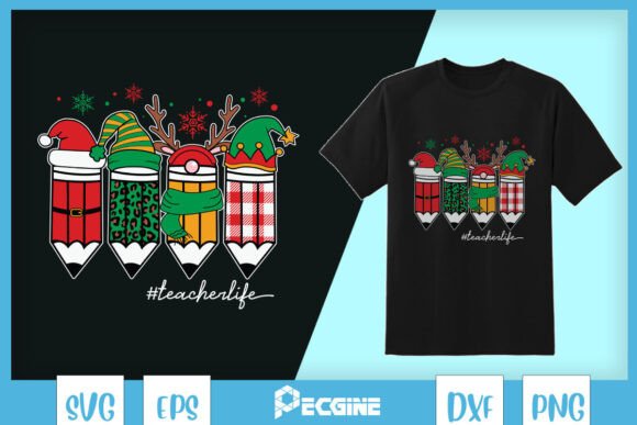 Christmas Pencils SVG: Graphics for T-Shirt Designs