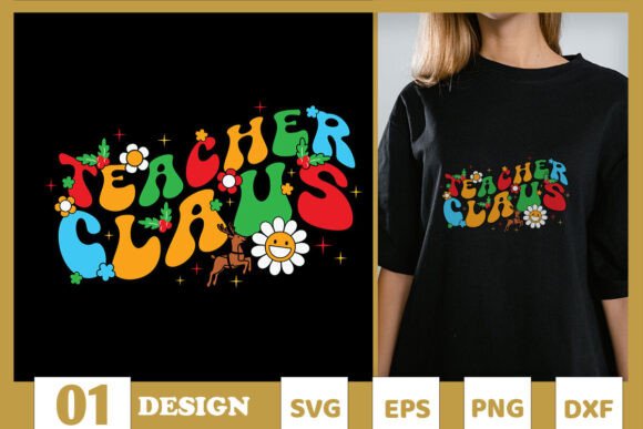 Teacher Claus Retro SVG for Graphics & T-Shirt Designs